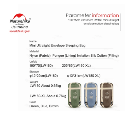 ถุงนอน Naturehike รุ่น LW180 สีน้ำตาล_1